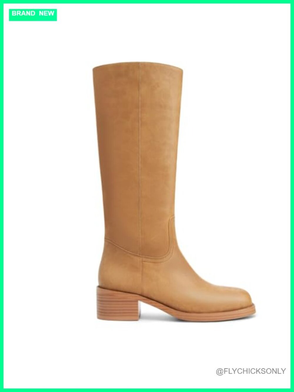 Faux Leather Knee High Boots Square Toe Block Heel Womens Riding